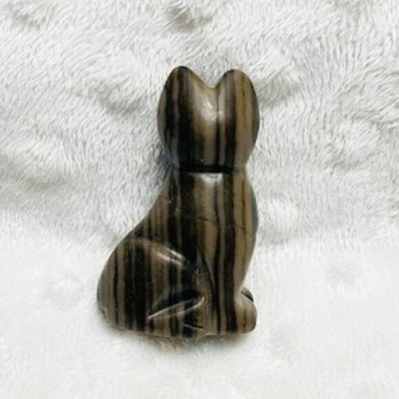 Vintage Hand Carved Polished Tigers Eye 2" Cat Figure - Picture 2 of 7